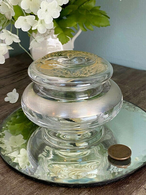 Vintage Italian Glass and Sterling Dresser Jar at Duckwells