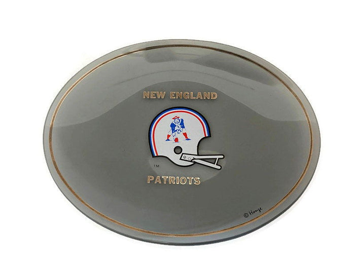 Vintage New England Patriots Smoked Glass Dish by Houze Glass at Duckwells