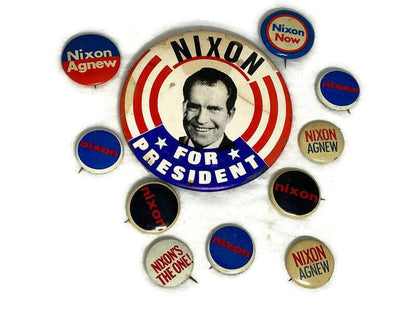 Vintage Nixon Presidential Campaign Buttons 1970s at Duckwells