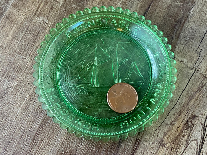 Vintage Pairpoint Green Glass Cup Plate at Duckwells