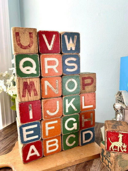 Vintage Wooden Toy Blocks at Duckwells