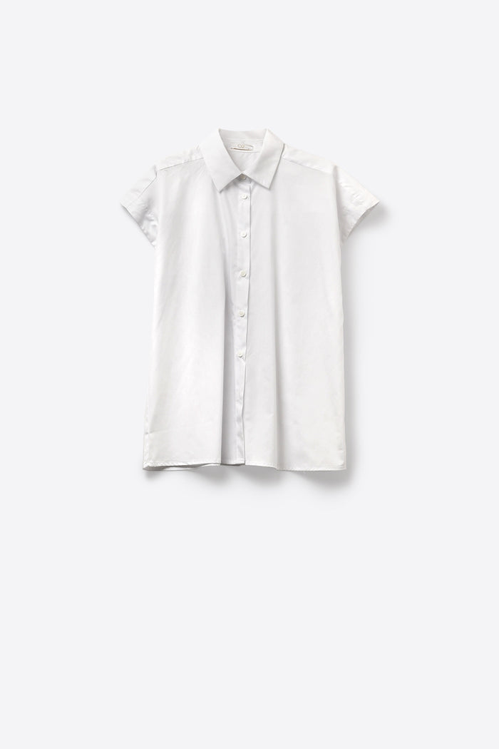White Button-down Wide Shoulder Oversized Shirt - Shirts