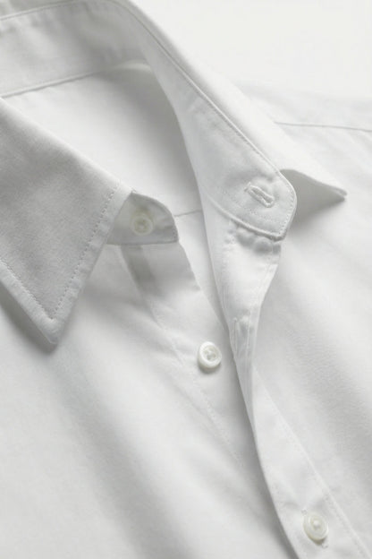 White Button-down Wide Shoulder Oversized Shirt - Shirts