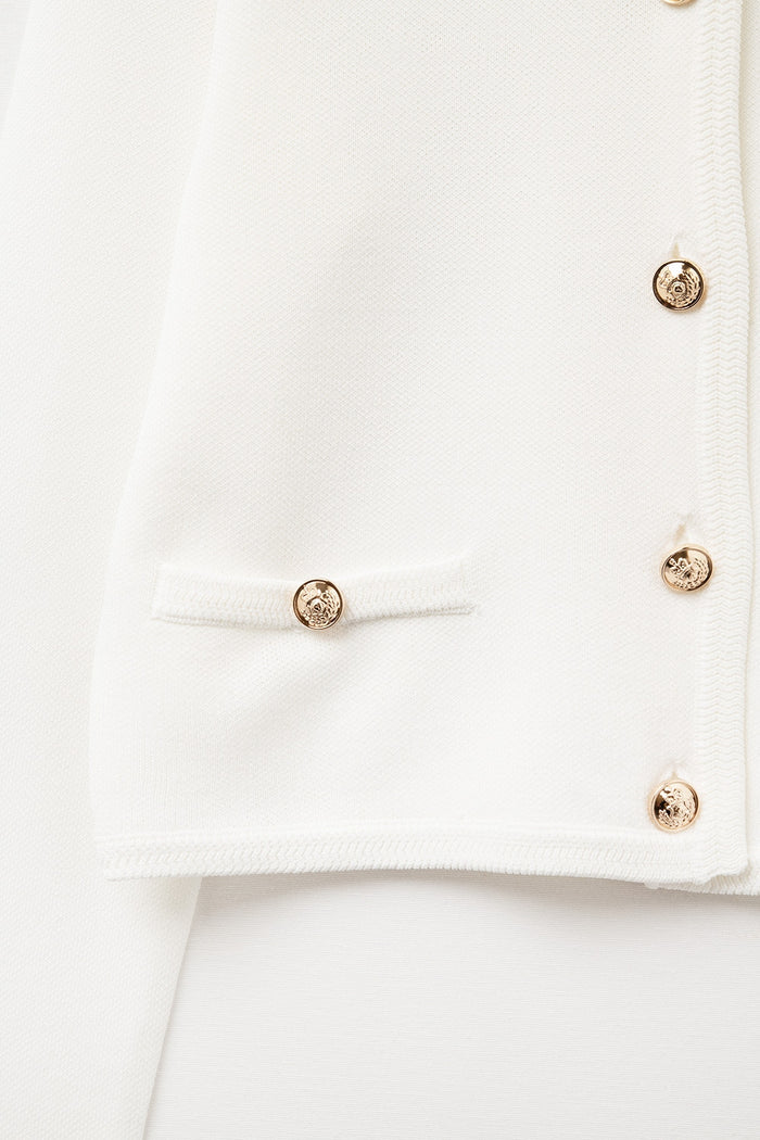 White Cardigan with Gold Buttons