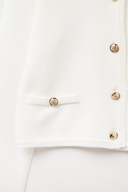 White Cardigan with Gold Buttons