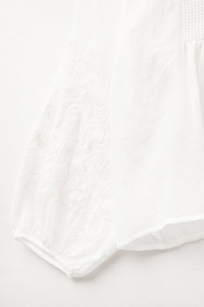 white chiffon blouse with embroidery on the sleeves - Shirts