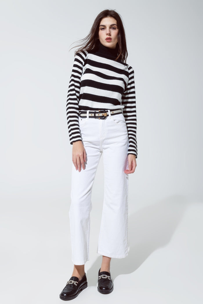 White Corduroy Cropped Pants - Coloured Jeans
