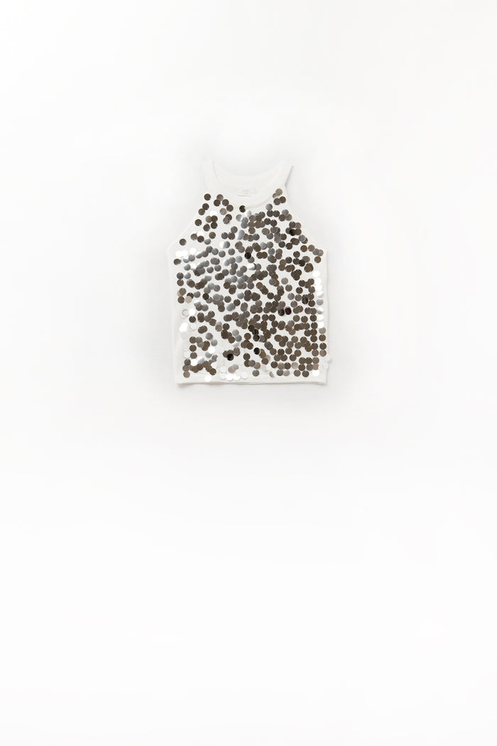 White knit top with sequin detail