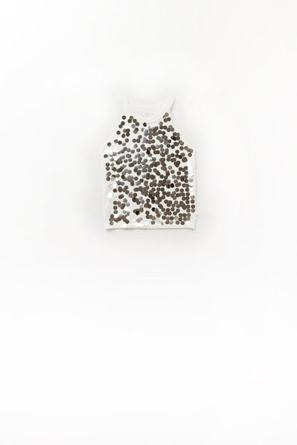 White knit top with sequin detail