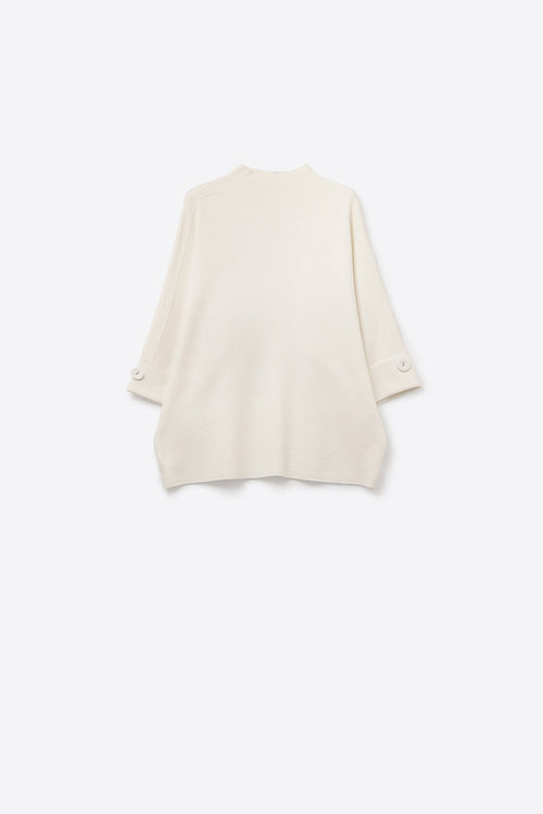 White Knitted Sweater with Button Details