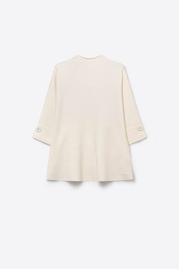 White Knitted Sweater with Button Details