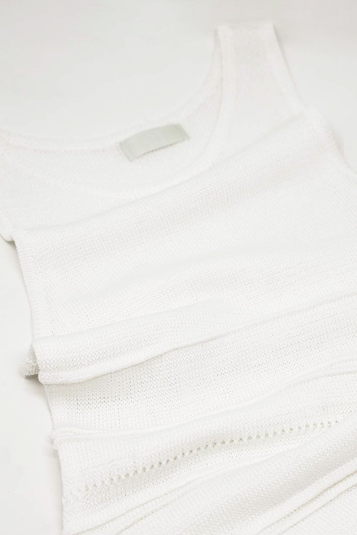 White Maxi Crochet Sleeveless Knitted Dress - dress