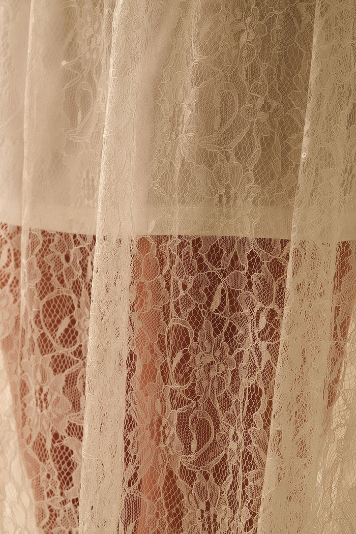 White maxi lace skirt with sequin detail
