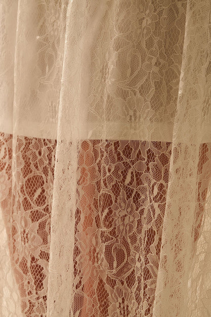 White maxi lace skirt with sequin detail