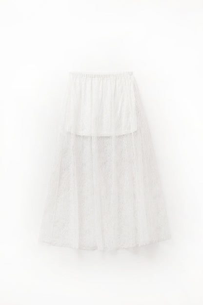 White maxi lace skirt with sequin detail