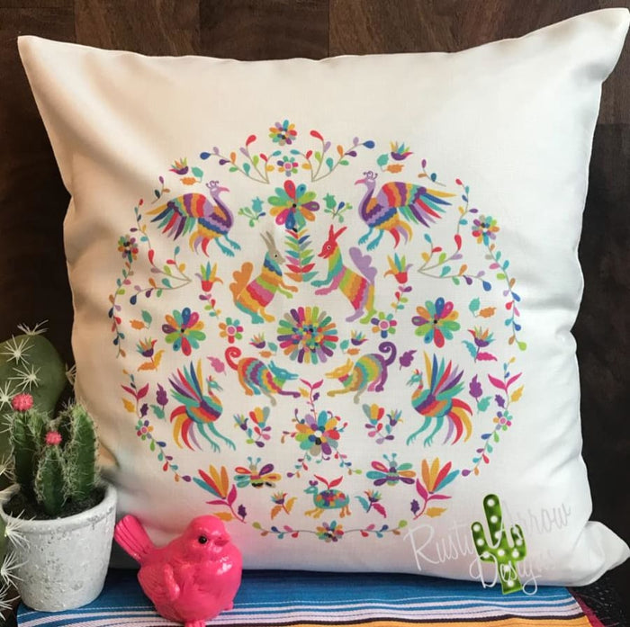 White Otomi Decorative Throw Pillow - Pillow