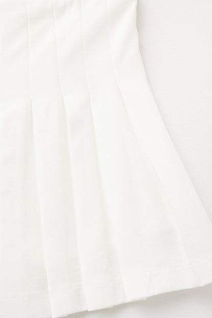 white pleated mini skirt