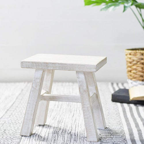 White Wash Wooden Stool