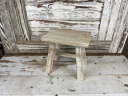 White Wash Wooden Stool