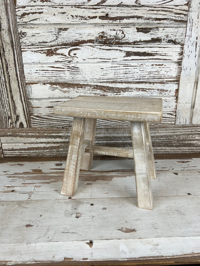 White Wash Wooden Stool