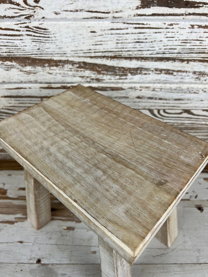 White Wash Wooden Stool