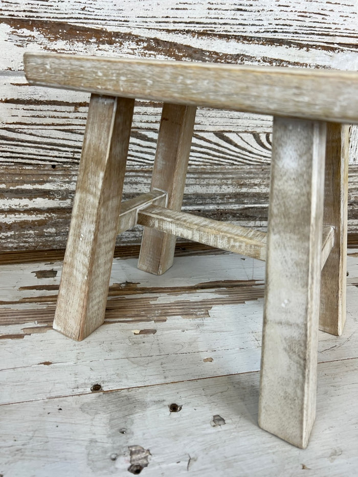 White Wash Wooden Stool