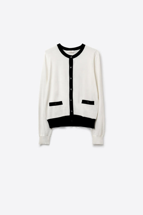 White with Black trim White Cardigan with Black Trim Detail