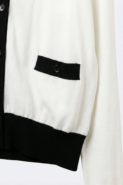 White with Black trim White Cardigan with Black Trim Detail