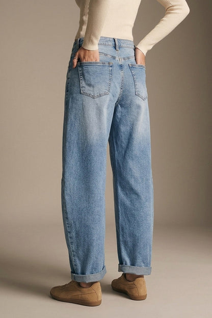 wide leg Barrel Blue Denim Jeans in light wash - Denim