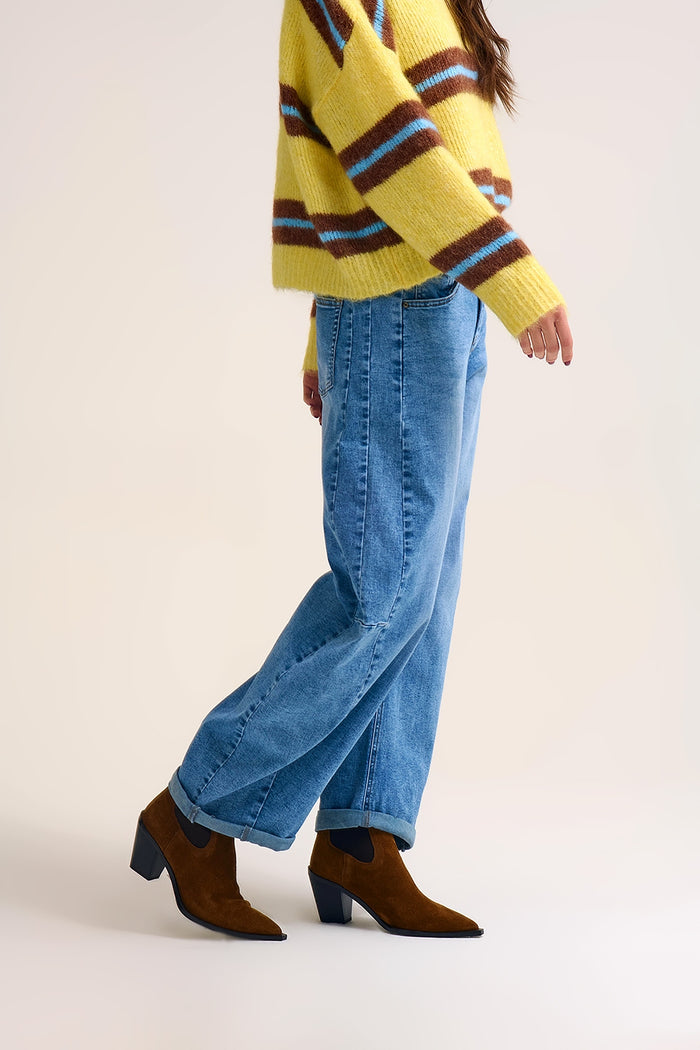 wide leg Barrel Blue Denim Jeans in light wash - Denim