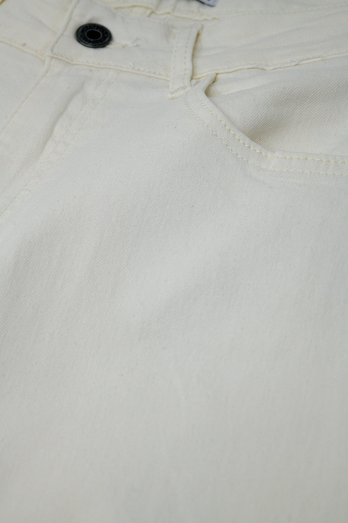 Wide leg cream pants with leopard print at the bottom - Coloured Jeans