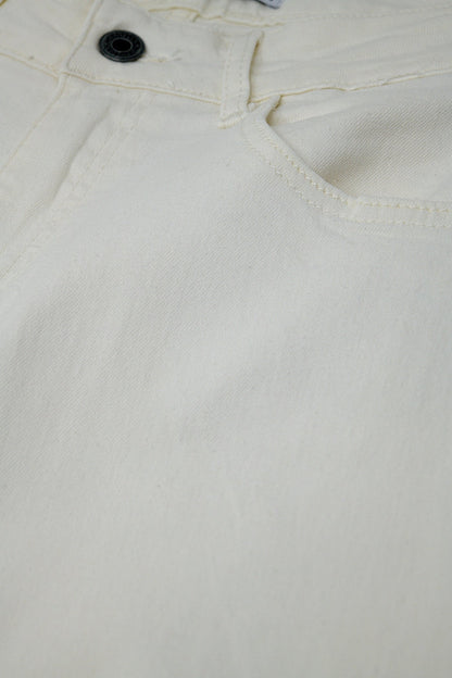 Wide leg cream pants with leopard print at the bottom - Coloured Jeans
