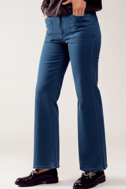 Wide-Leg High-Rise Jeans in Dark Navy - trousers