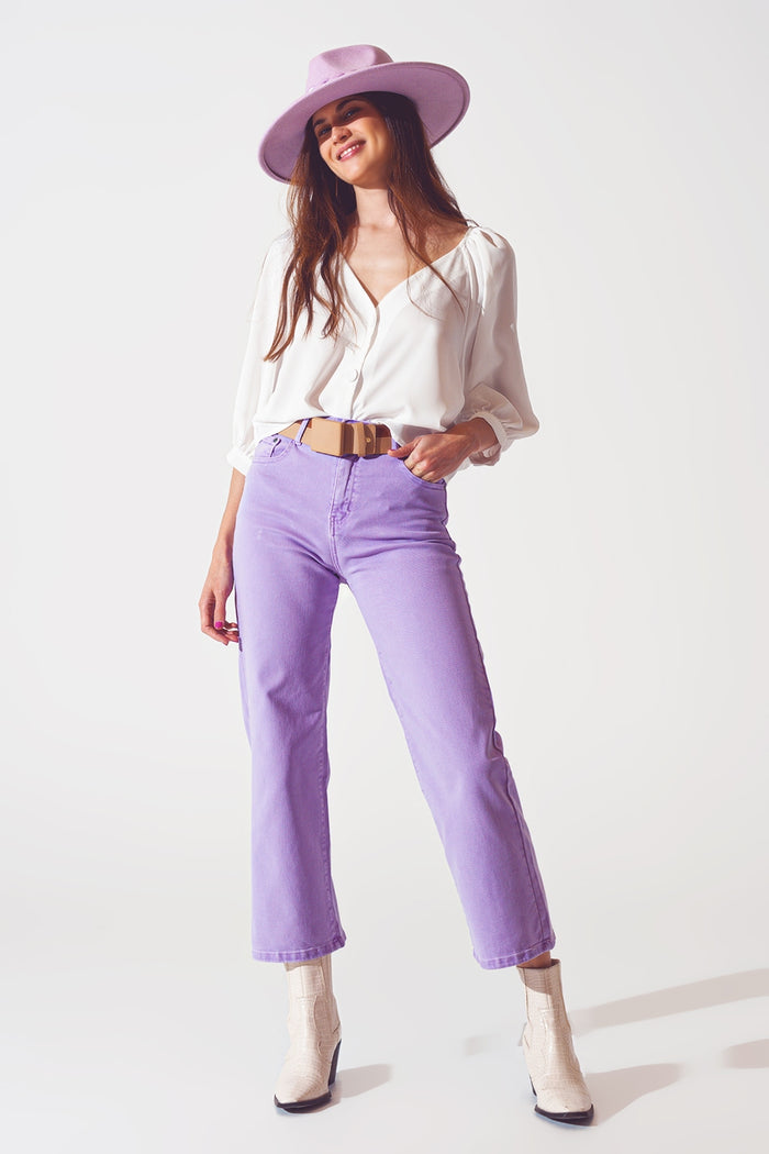 Wide leg jeans in purple - Coloured Jeans