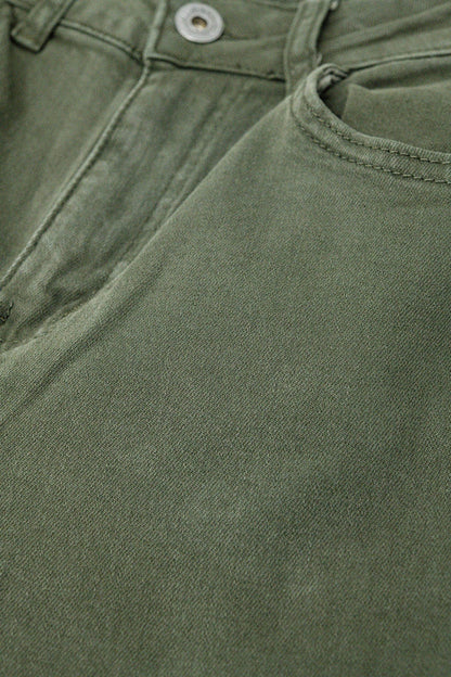 Wide leg military green pants with leopard print at the bottom - Coloured Jeans