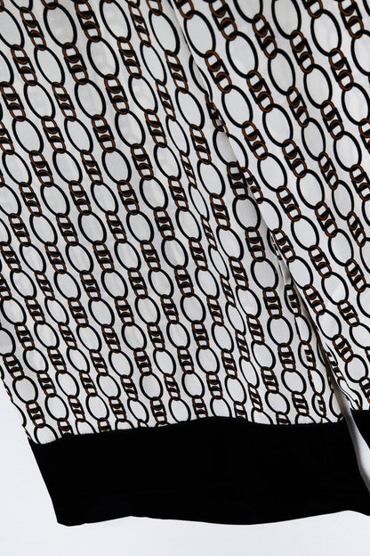 Wide-Leg Printed Pants with Chain Motif - trousers
