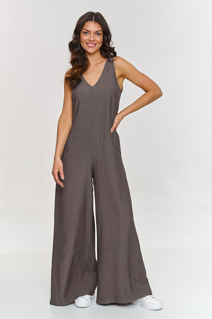 Wide Leg Sleeveless Jumpsuit in Brown brown - Jumpsuits