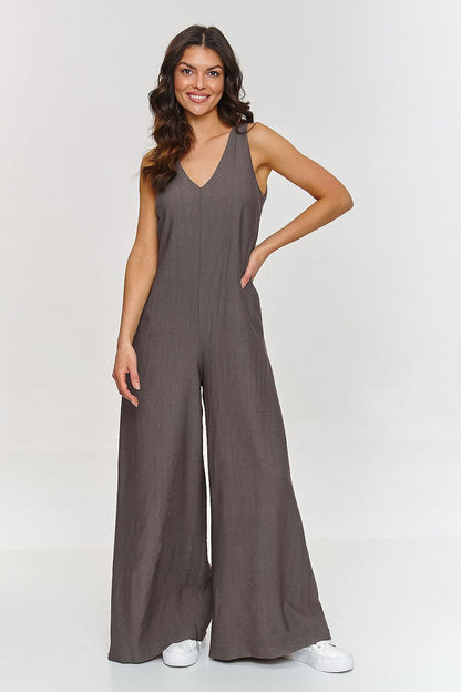 Wide Leg Sleeveless Jumpsuit in Brown brown - Jumpsuits