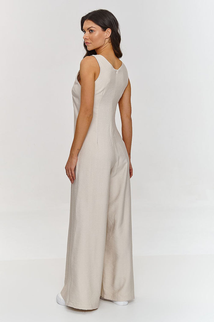 Wide Leg Sleeveless Jumpsuit in Brown - Jumpsuits