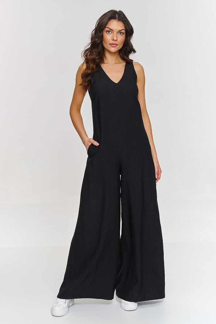 Wide Leg Sleeveless Jumpsuit in Brown black - Jumpsuits