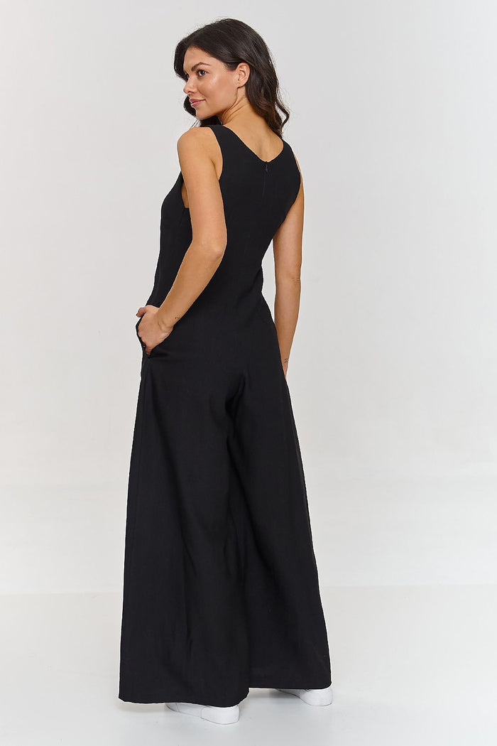 Wide Leg Sleeveless Jumpsuit in Brown - Jumpsuits