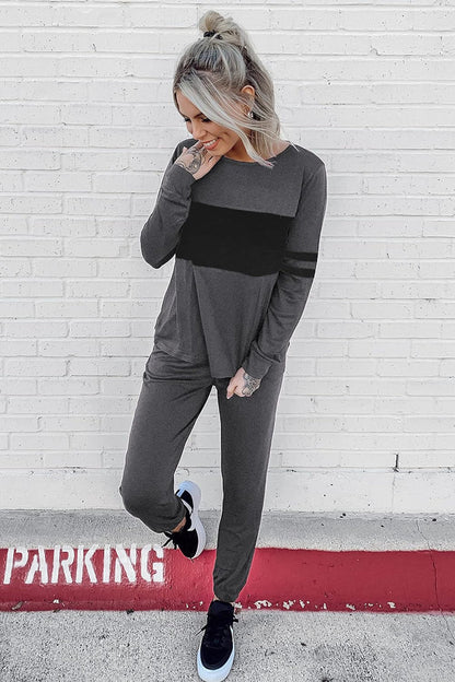 Women Color Block 2 Piece Sets Tracksuit