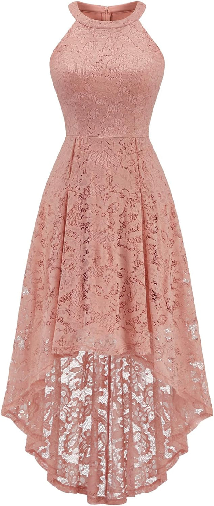 Women Halter Lace Hi Lo Wedding Guest Cocktail Formal Dress