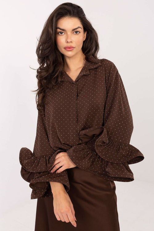 Women's Long Sleeve Shirt with Extended Back brown one-size-fits-all - Shirts