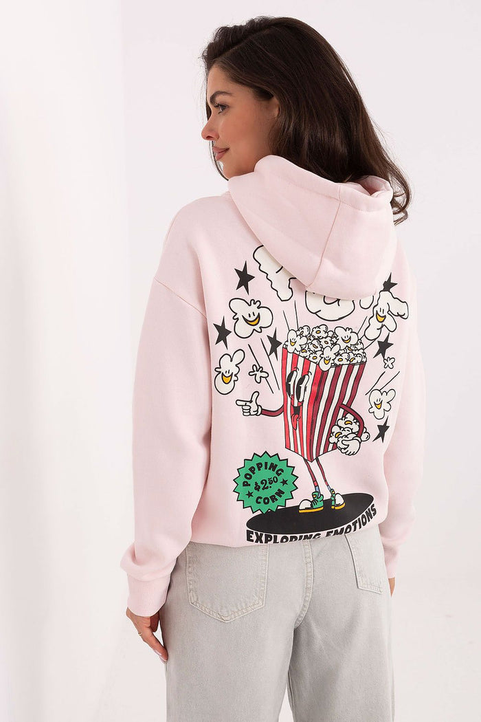 Women's Pink Graphic Sweater Hoodie - Sweaters