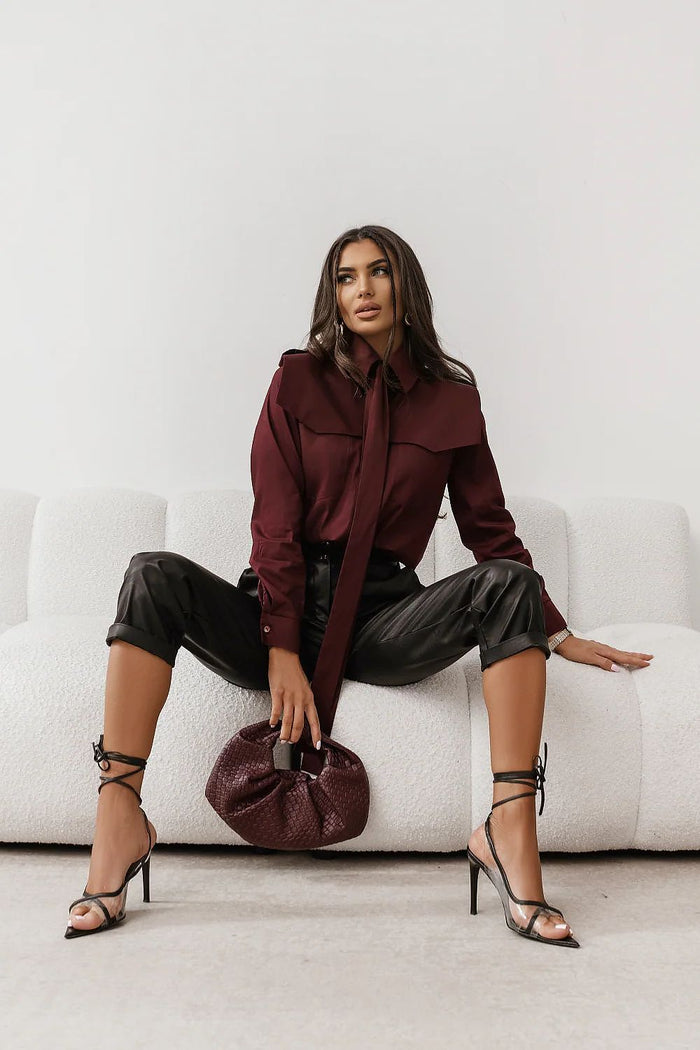Women's Smart Casual Burgundy Blouse red - Shirts