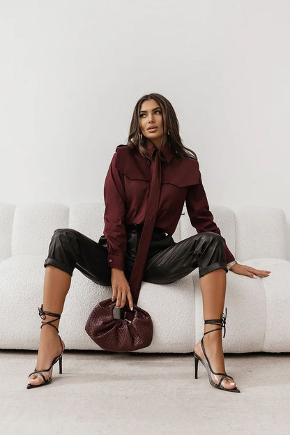 Women's Smart Casual Burgundy Blouse red - Shirts