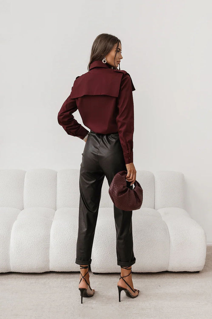 Women's Smart Casual Burgundy Blouse - Shirts