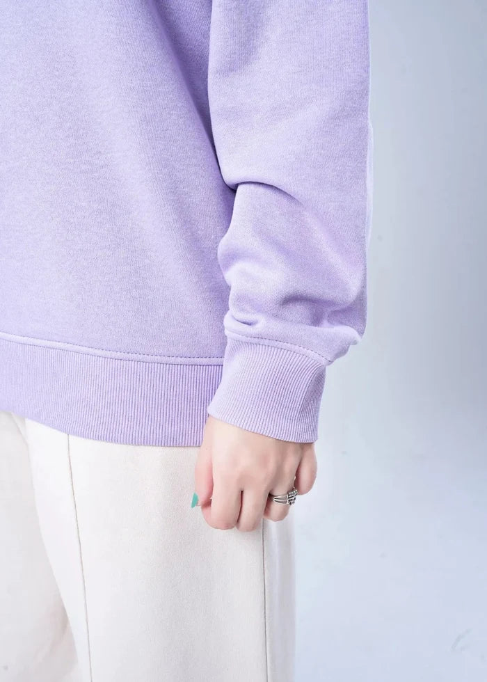 Lilac sweatshirt sleeve with ribbed cuff and hem detail