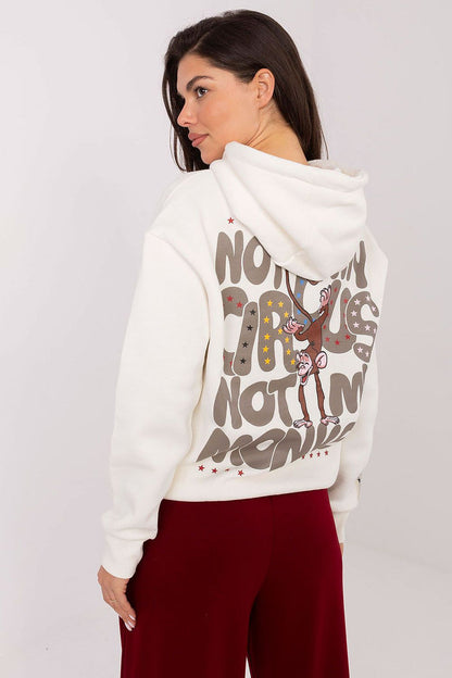 Women's White Graphic Sweater Hoodie - Sweaters